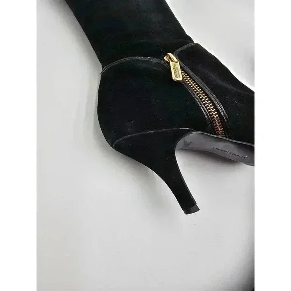 Ellen Tracy Women's Size 9.5 Black Zip Up Suede Heeled Boots - Picture 5 of 12